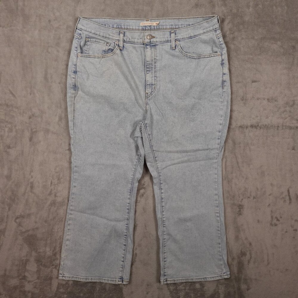 Levi's jeans high waisted crop flare women's 18W light wash blue denim red tab